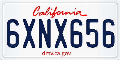 CA license plate 6XNX656