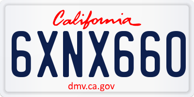 CA license plate 6XNX660