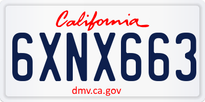 CA license plate 6XNX663