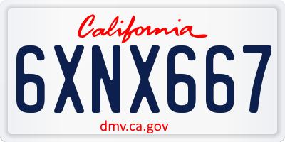 CA license plate 6XNX667