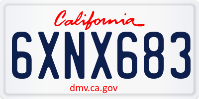 CA license plate 6XNX683