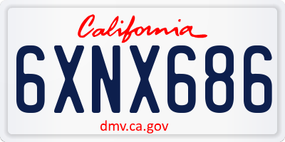 CA license plate 6XNX686