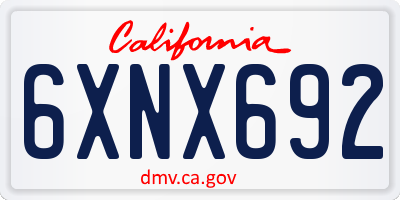 CA license plate 6XNX692