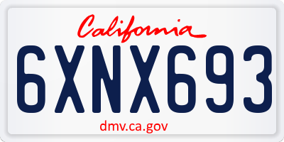 CA license plate 6XNX693