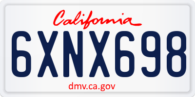 CA license plate 6XNX698