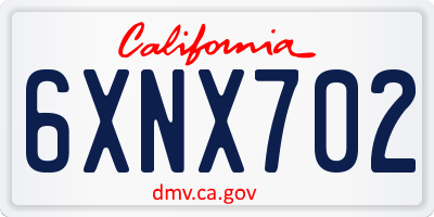 CA license plate 6XNX702