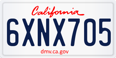 CA license plate 6XNX705