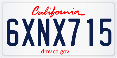 CA license plate 6XNX715