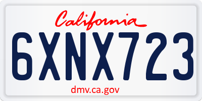 CA license plate 6XNX723