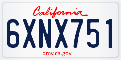 CA license plate 6XNX751