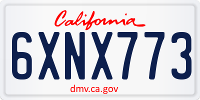 CA license plate 6XNX773