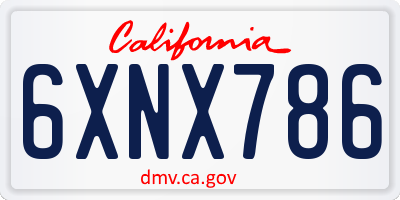 CA license plate 6XNX786