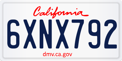 CA license plate 6XNX792