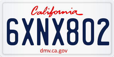 CA license plate 6XNX802