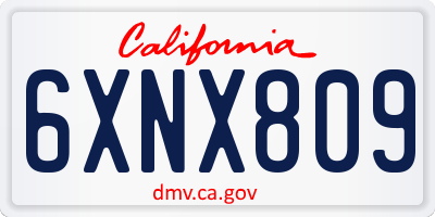 CA license plate 6XNX809