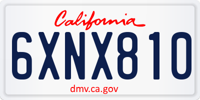 CA license plate 6XNX810