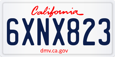 CA license plate 6XNX823
