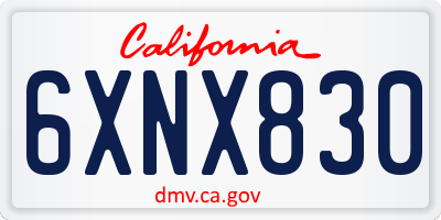 CA license plate 6XNX830