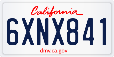 CA license plate 6XNX841