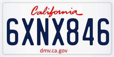 CA license plate 6XNX846