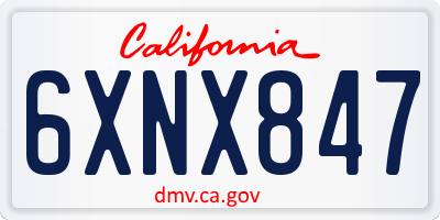 CA license plate 6XNX847
