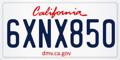 CA license plate 6XNX850