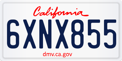 CA license plate 6XNX855