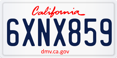 CA license plate 6XNX859