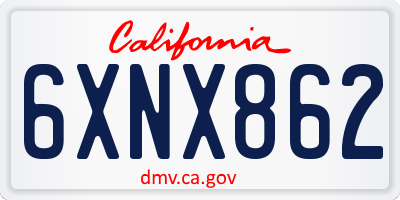 CA license plate 6XNX862
