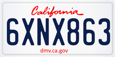 CA license plate 6XNX863