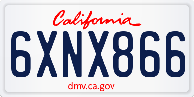 CA license plate 6XNX866