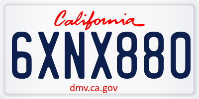CA license plate 6XNX880