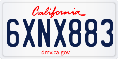 CA license plate 6XNX883