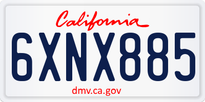 CA license plate 6XNX885