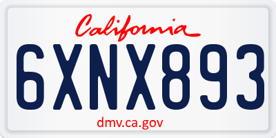 CA license plate 6XNX893