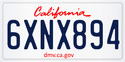 CA license plate 6XNX894