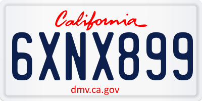 CA license plate 6XNX899
