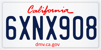 CA license plate 6XNX908