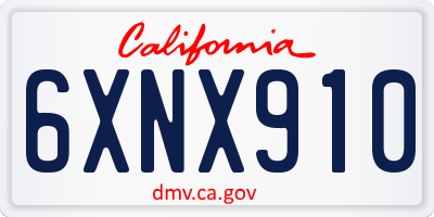 CA license plate 6XNX910