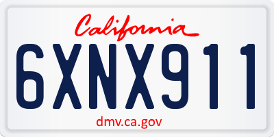CA license plate 6XNX911