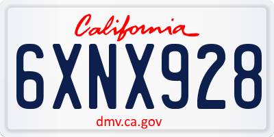 CA license plate 6XNX928