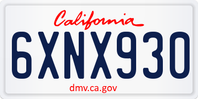 CA license plate 6XNX930