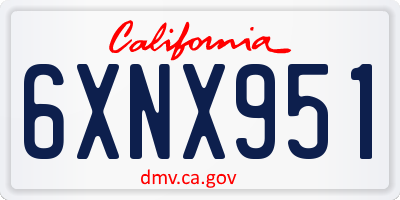 CA license plate 6XNX951