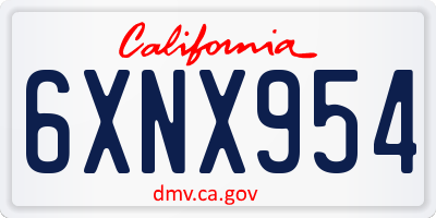 CA license plate 6XNX954