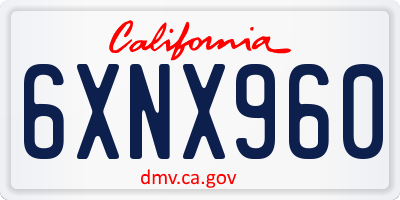 CA license plate 6XNX960