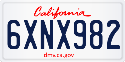 CA license plate 6XNX982