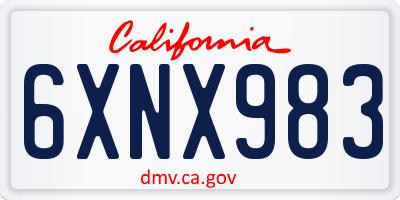 CA license plate 6XNX983
