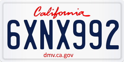 CA license plate 6XNX992