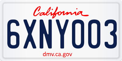 CA license plate 6XNY003