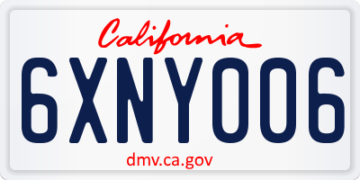 CA license plate 6XNY006
